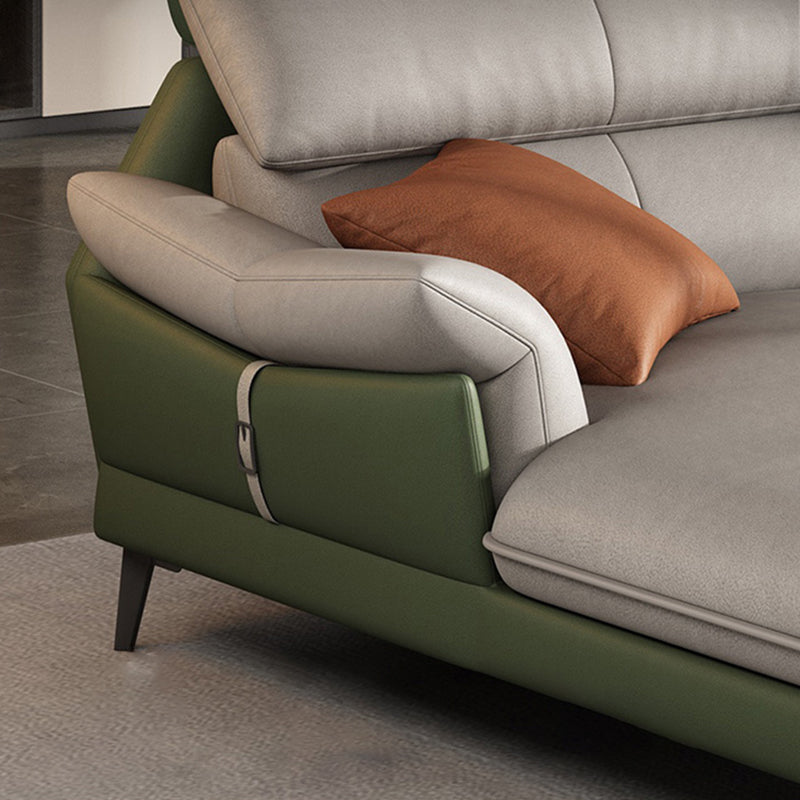 Pillow Arms Contemporary Stain-Resistant Faux Leather Sofa & Chaise