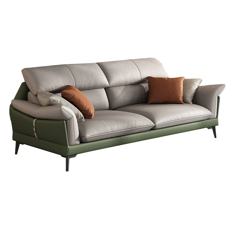Pillow Arms Contemporary Stain-Resistant Faux Leather Sofa & Chaise