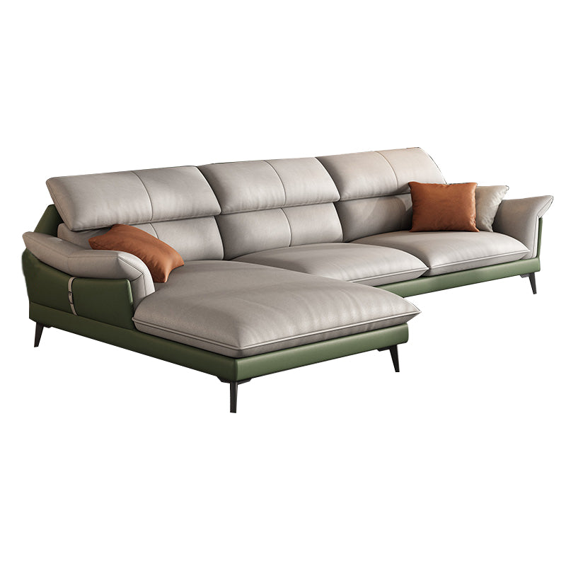 Pillow Arms Contemporary Stain-Resistant Faux Leather Sofa & Chaise