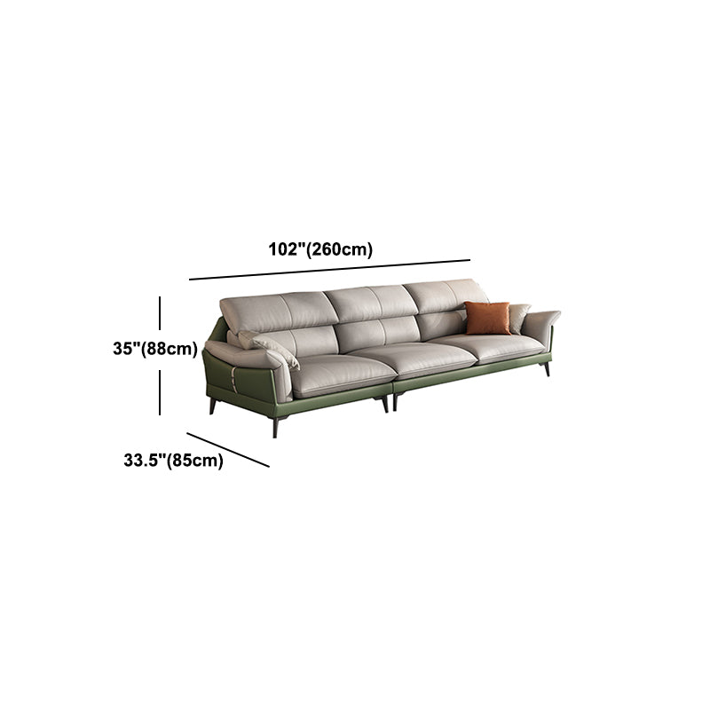 Pillow Arms Contemporary Stain-Resistant Faux Leather Sofa & Chaise