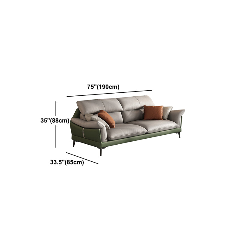 Pillow Arms Contemporary Stain-Resistant Faux Leather Sofa & Chaise
