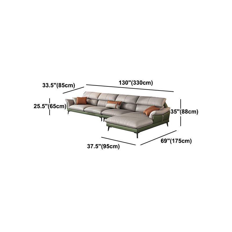 Pillow Arms Contemporary Stain-Resistant Faux Leather Sofa & Chaise
