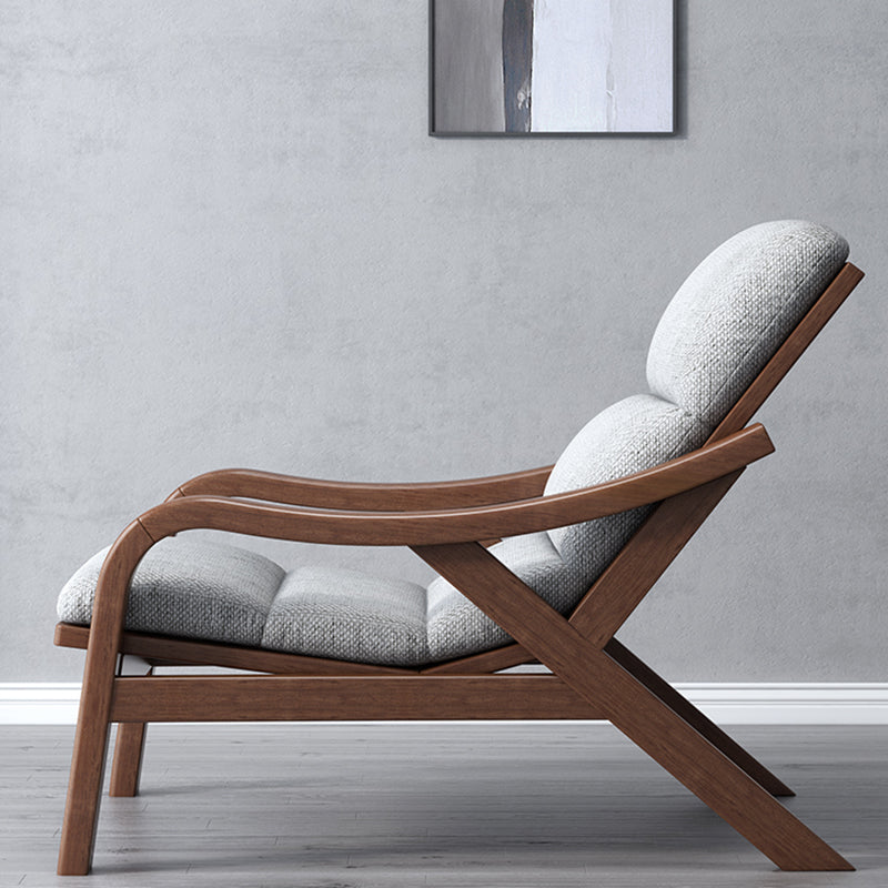 Sloped Arms Lounge Accent Chair with Solid Wood Frame and Arms Included