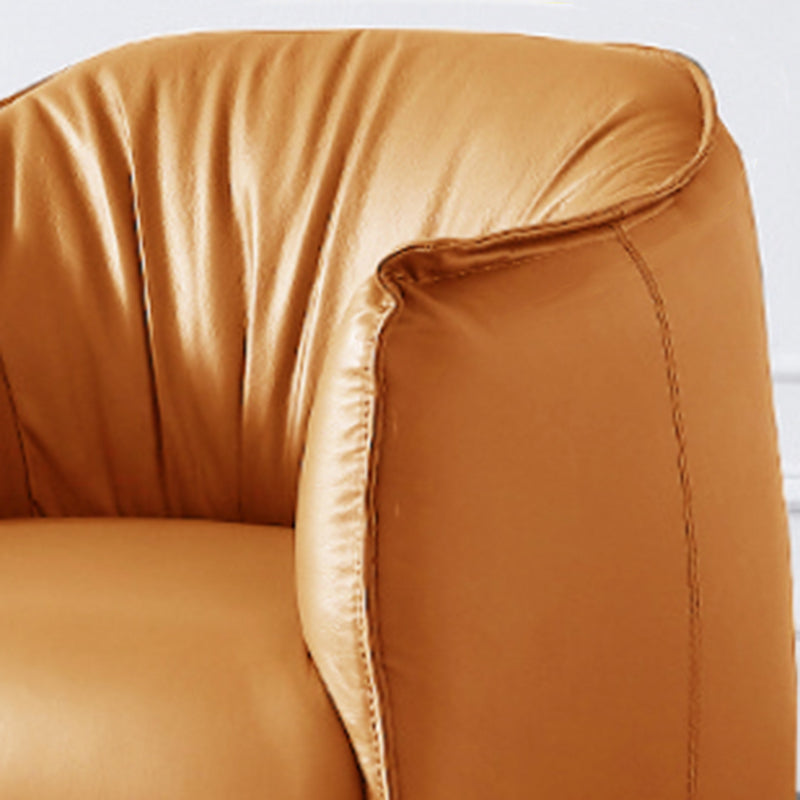 Solid Color Living Room Faux Leather Arms Included Basic Four Leg Barrel Chair