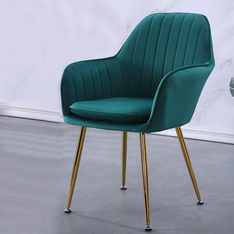 Sewn Pillow Back Chair with Flared Arms and Basic Four Legs for Apartment