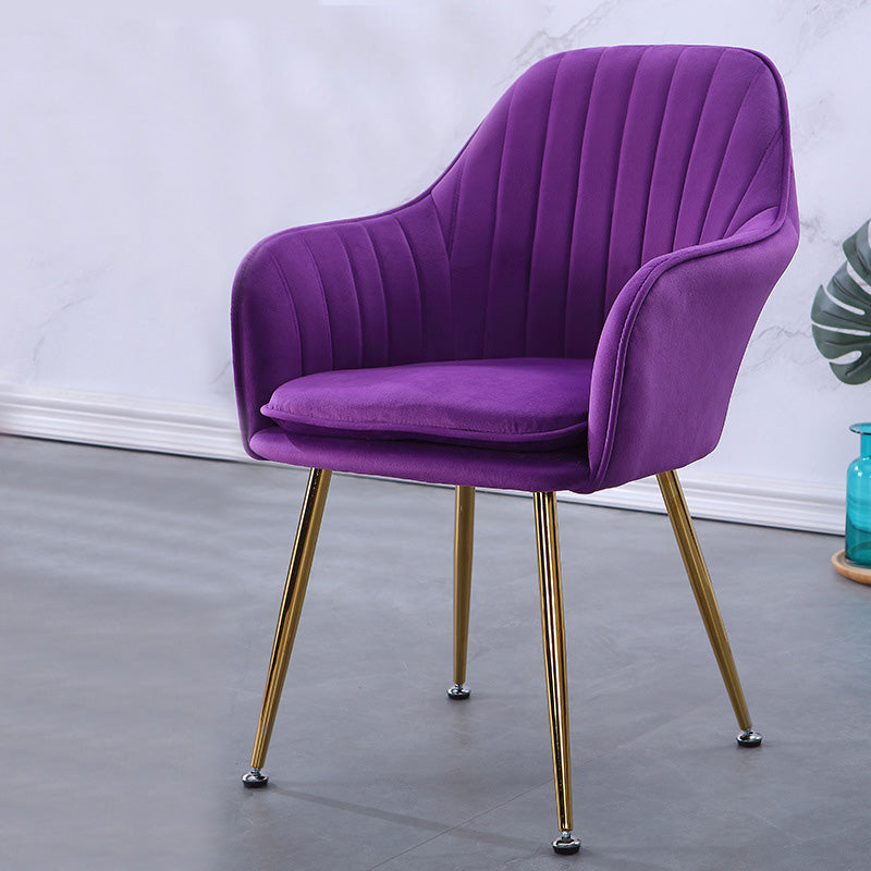 Sewn Pillow Back Chair with Flared Arms and Basic Four Legs for Apartment