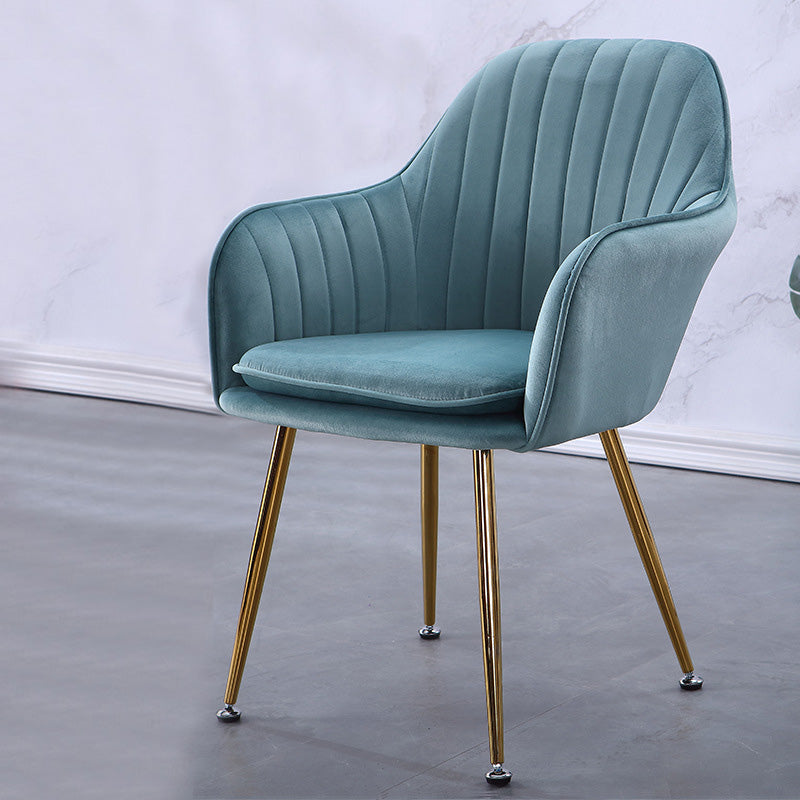 Sewn Pillow Back Chair with Flared Arms and Basic Four Legs for Apartment