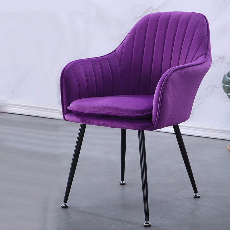 Sewn Pillow Back Chair with Flared Arms and Basic Four Legs for Apartment