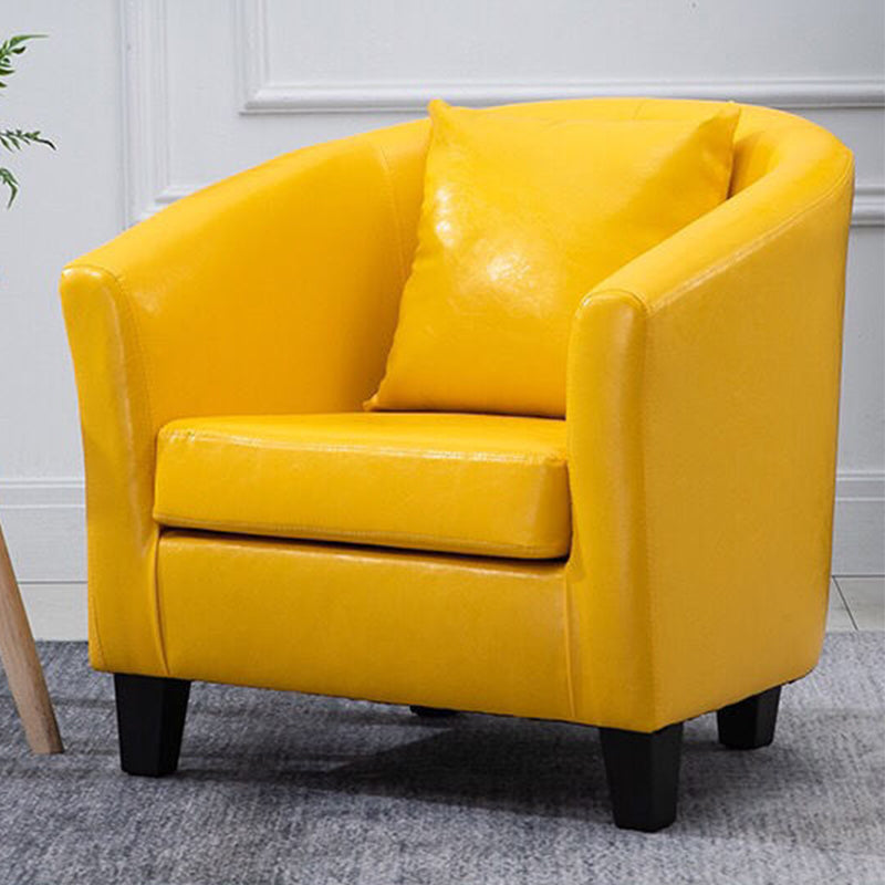 Linen and Faux Leather Sloped Arms Basic Four Leg Accent Chair Set