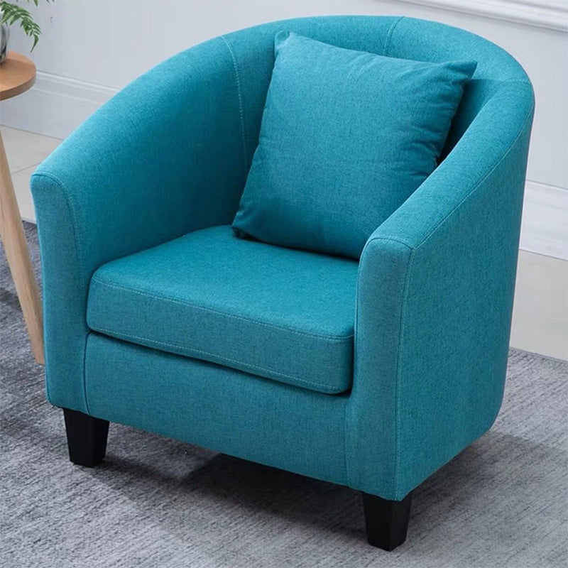 Linen and Faux Leather Sloped Arms Basic Four Leg Accent Chair Set