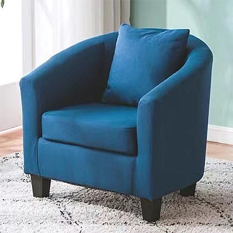 Linen and Faux Leather Sloped Arms Basic Four Leg Accent Chair Set