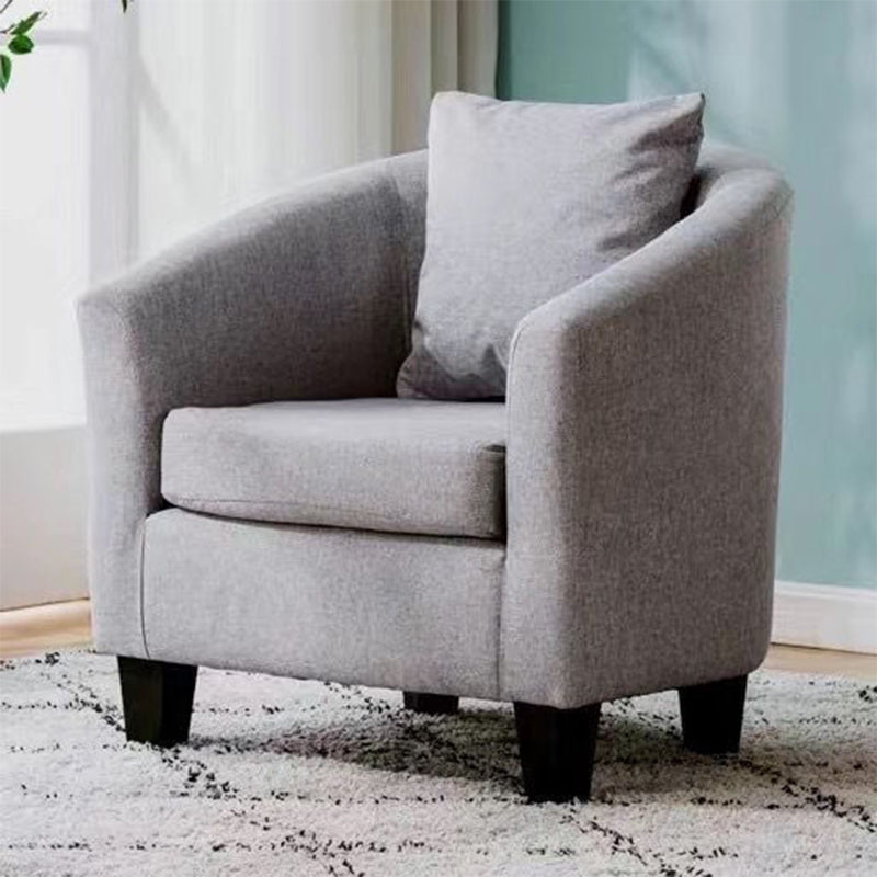 Linen and Faux Leather Sloped Arms Basic Four Leg Accent Chair Set