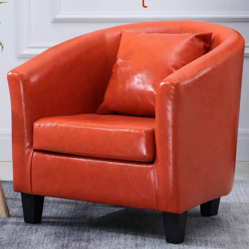 Linen and Faux Leather Sloped Arms Basic Four Leg Accent Chair Set