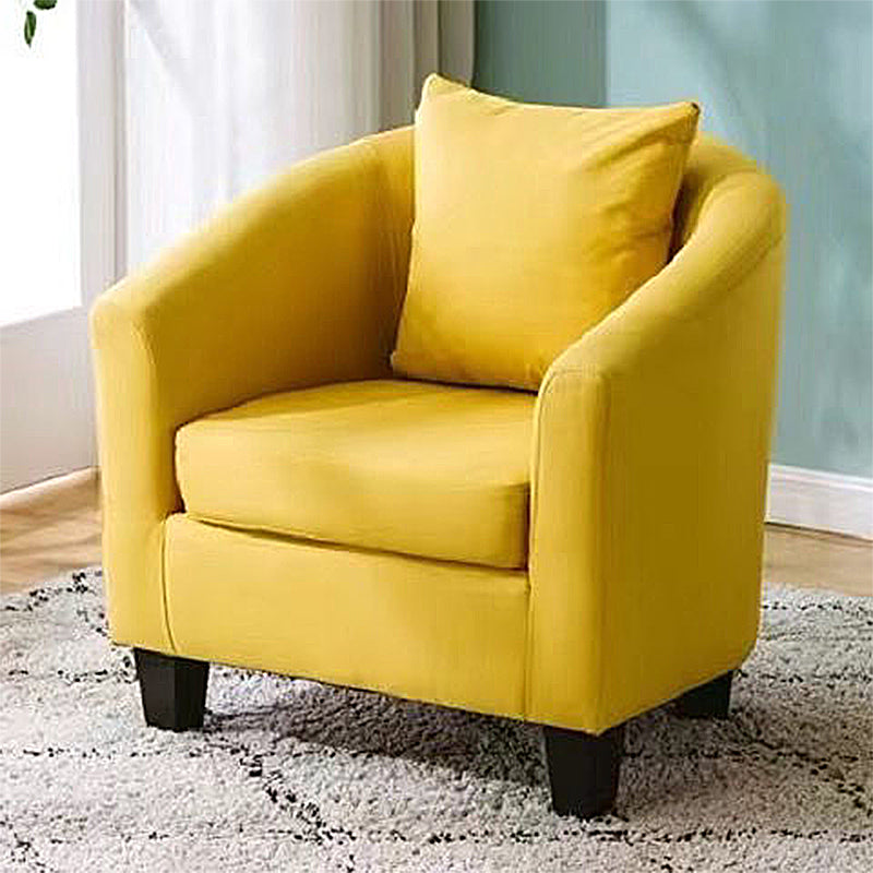 Linen and Faux Leather Sloped Arms Basic Four Leg Accent Chair Set