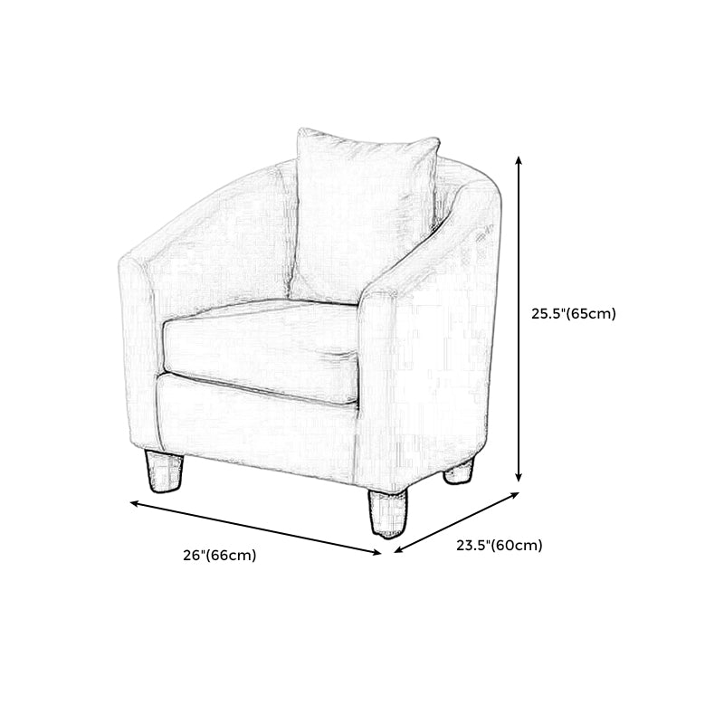 Linen and Faux Leather Sloped Arms Basic Four Leg Accent Chair Set