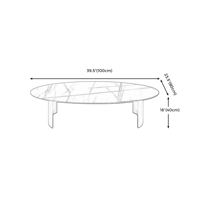 Modern Style Oval Coffee Table with Metal Steel/black/gold Base