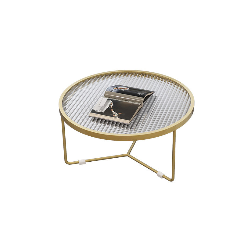 11.8"H Metal Frame Base Glass Round Table Top Coffee Table for Apartment