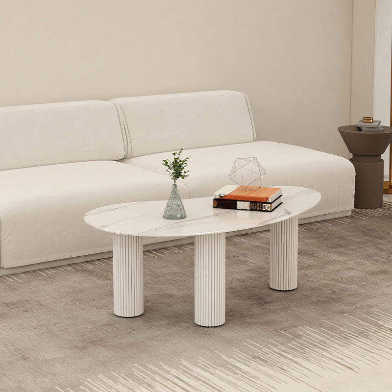 14.9"H 3 Legs Base Solid Color Glass/Slate Irregular Top Coffee Table