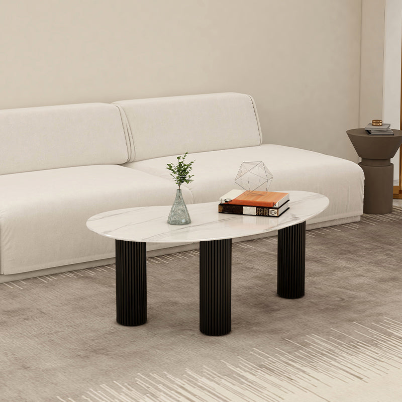 14.9"H 3 Legs Base Solid Color Glass/Slate Irregular Top Coffee Table