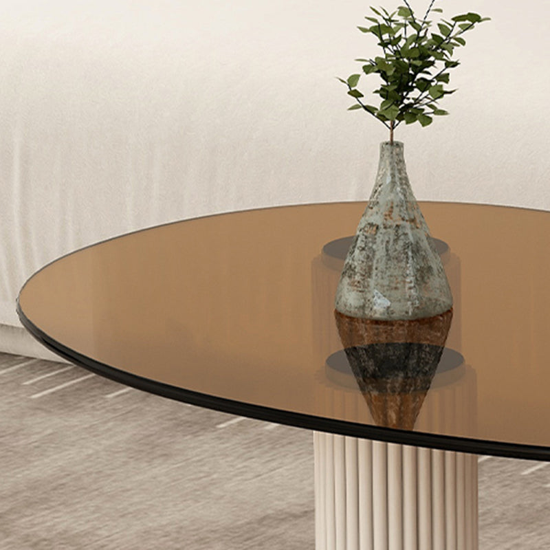 14.9"H 3 Legs Base Solid Color Glass/Slate Irregular Top Coffee Table