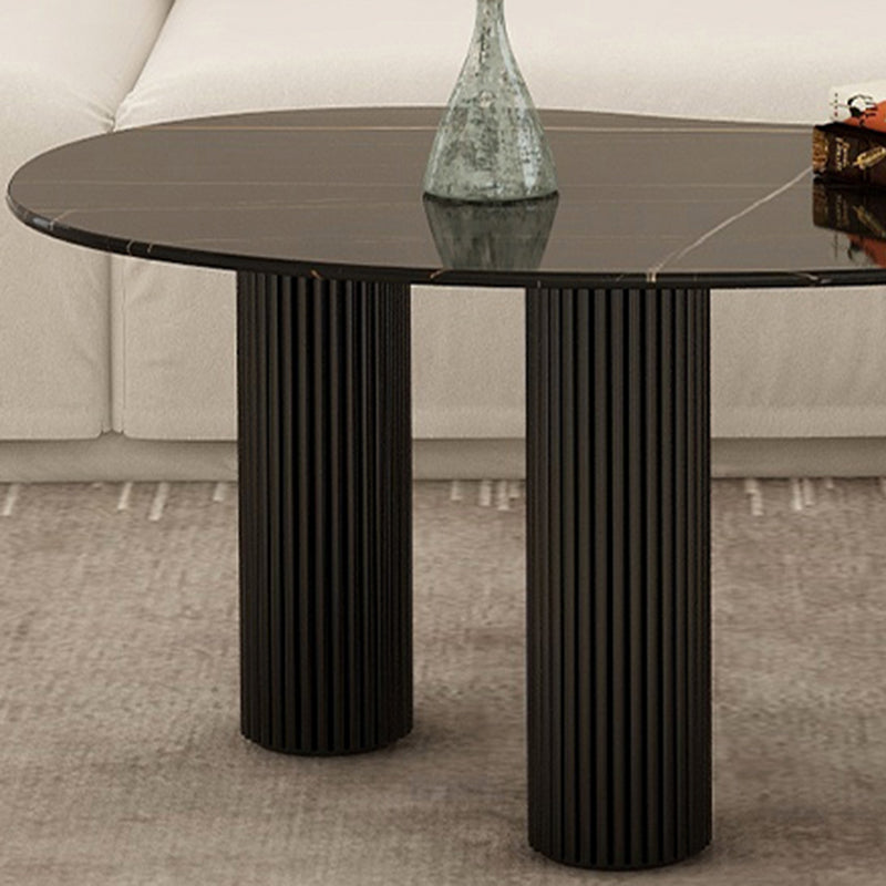 14.9"H 3 Legs Base Solid Color Glass/Slate Irregular Top Coffee Table