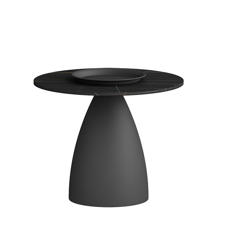 Modern Style Rock Plate Top Metal Iron Base Round Coffee Table