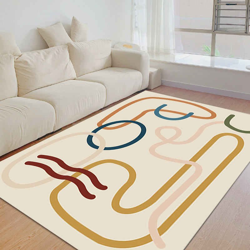 Light Yellow Nordic Carpet Polyester Color Piece Carpet Washable Carpet for Home Decor