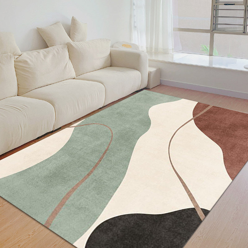 Hellgelber nordischer Teppich, Polyester-Farbstück, waschbarer Teppich für Heimdekoration