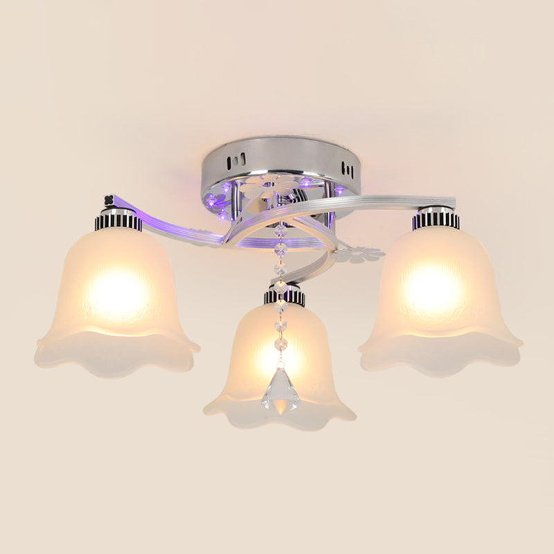 Modern 3 Lights Ceiling Lamp Chrome Finish Flush Mount Light for Bedroom