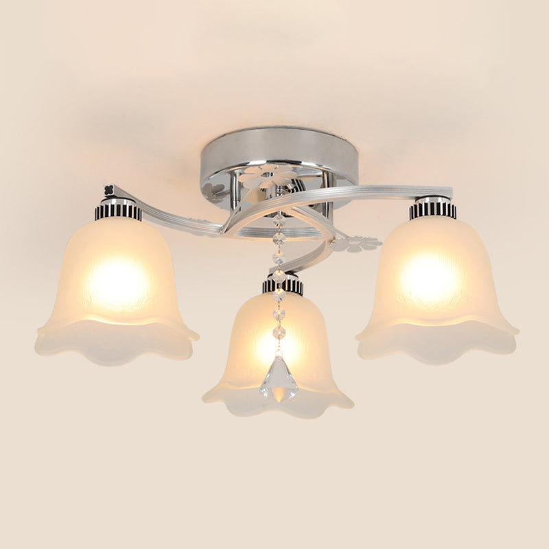 Modern 3 Lights Ceiling Lamp Chrome Finish Flush Mount Light for Bedroom