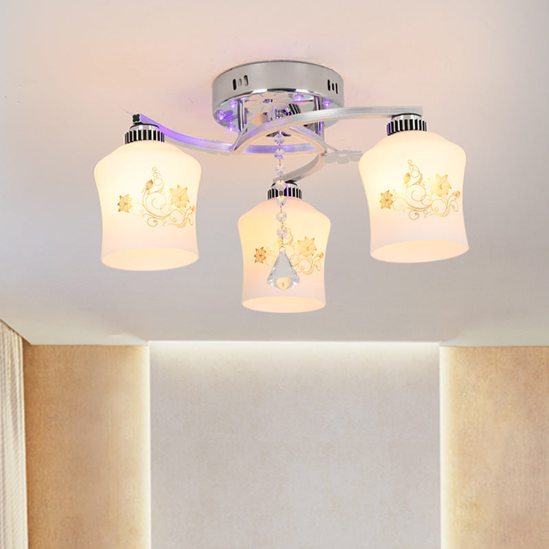 Modern 3 Lights Ceiling Lamp Chrome Finish Flush Mount Light for Bedroom