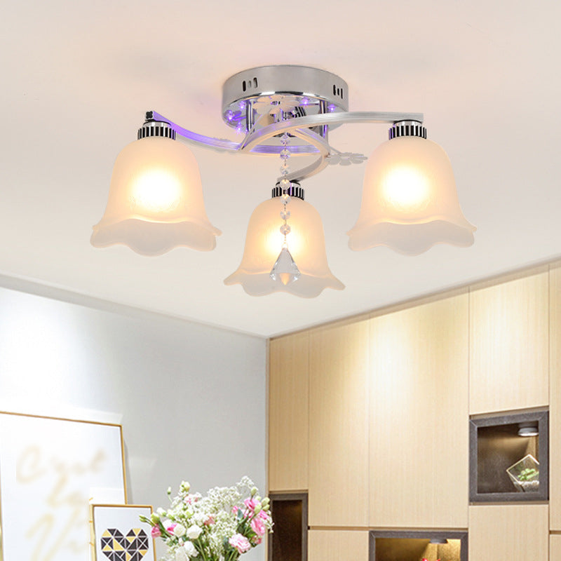 Modern 3 Lights Ceiling Lamp Chrome Finish Flush Mount Light for Bedroom