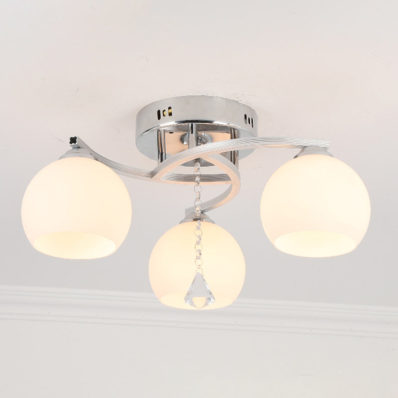 Modern 3 Lights Ceiling Lamp Chrome Finish Flush Mount Light for Bedroom
