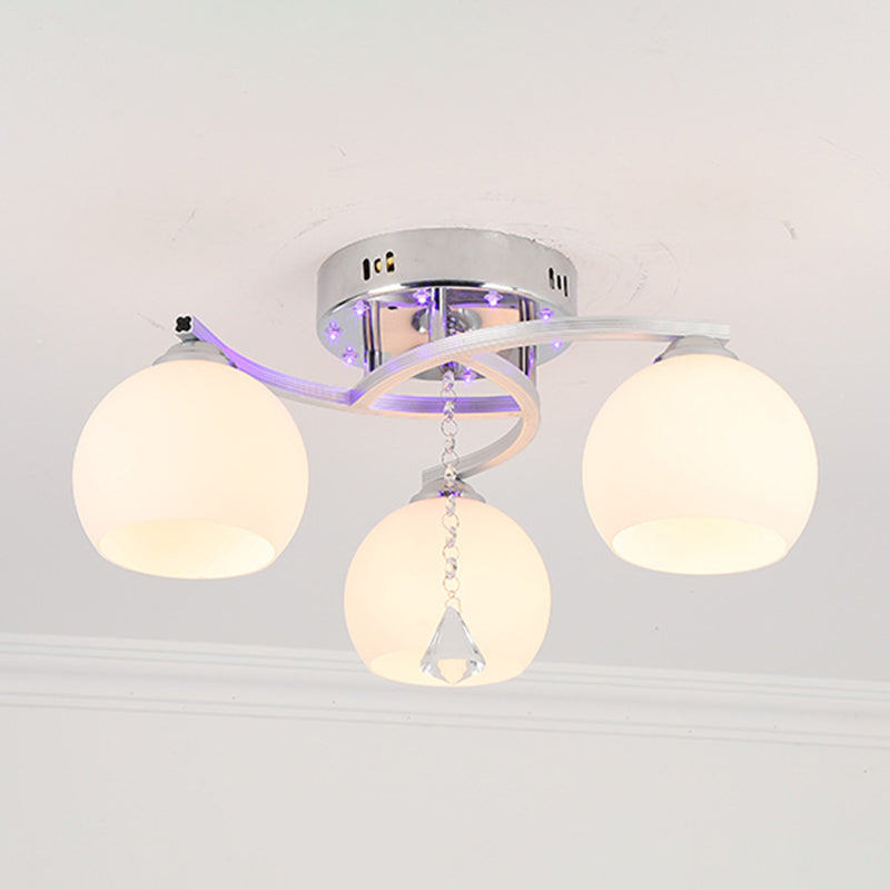 Modern 3 Lights Ceiling Lamp Chrome Finish Flush Mount Light for Bedroom