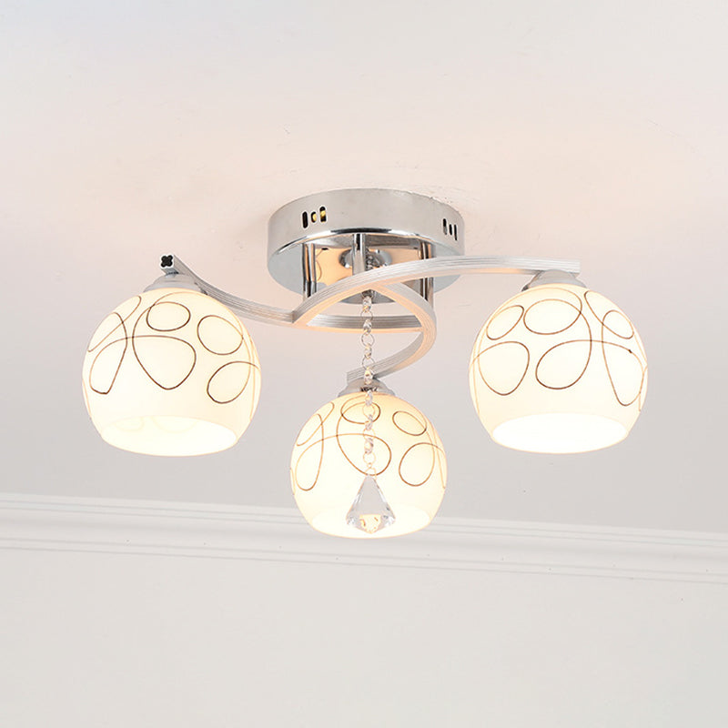 Modern 3 Lights Ceiling Lamp Chrome Finish Flush Mount Light for Bedroom