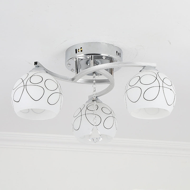 Modern 3 Lights Ceiling Lamp Chrome Finish Flush Mount Light for Bedroom