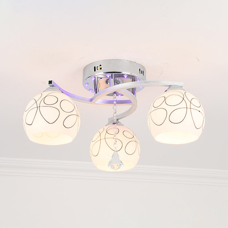 Modern 3 Lights Ceiling Lamp Chrome Finish Flush Mount Light for Bedroom
