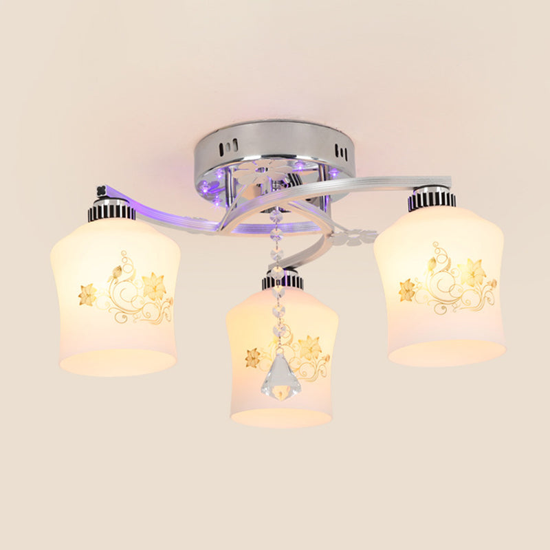 Modern 3 Lights Ceiling Lamp Chrome Finish Flush Mount Light for Bedroom