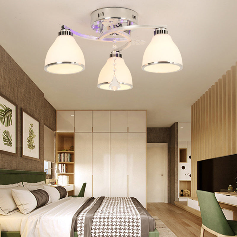 Modern 3 Lights Ceiling Lamp Chrome Finish Flush Mount Light for Bedroom