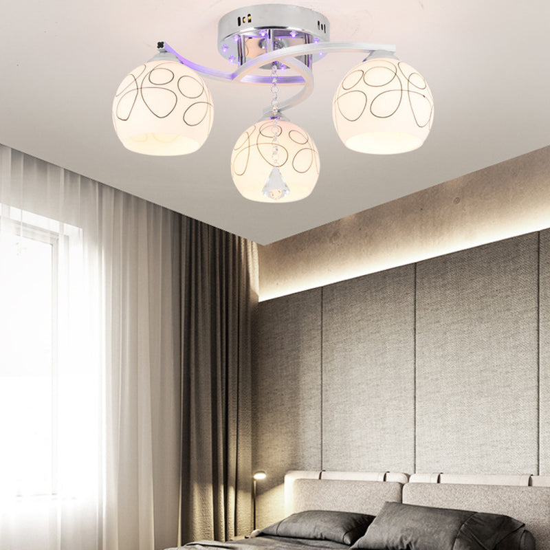 Modern 3 Lights Ceiling Lamp Chrome Finish Flush Mount Light for Bedroom