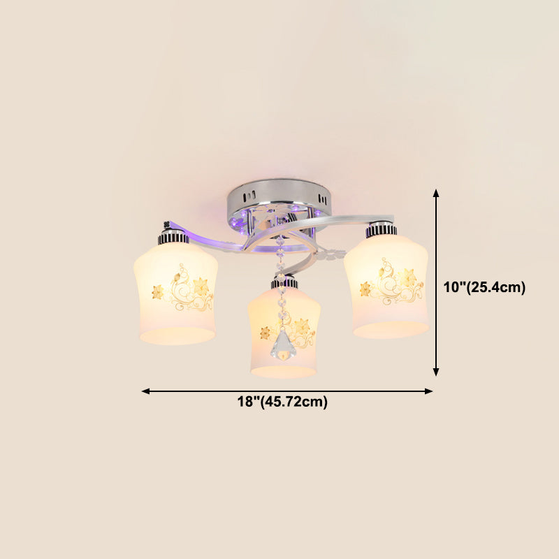 Modern 3 Lights Ceiling Lamp Chrome Finish Flush Mount Light for Bedroom