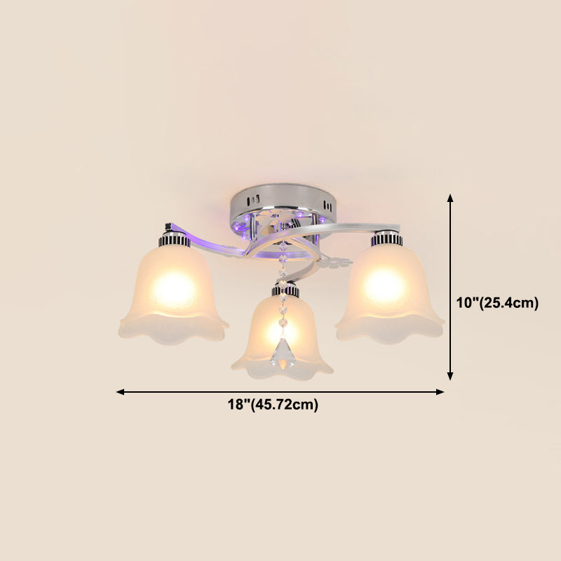 Modern 3 Lights Ceiling Lamp Chrome Finish Flush Mount Light for Bedroom