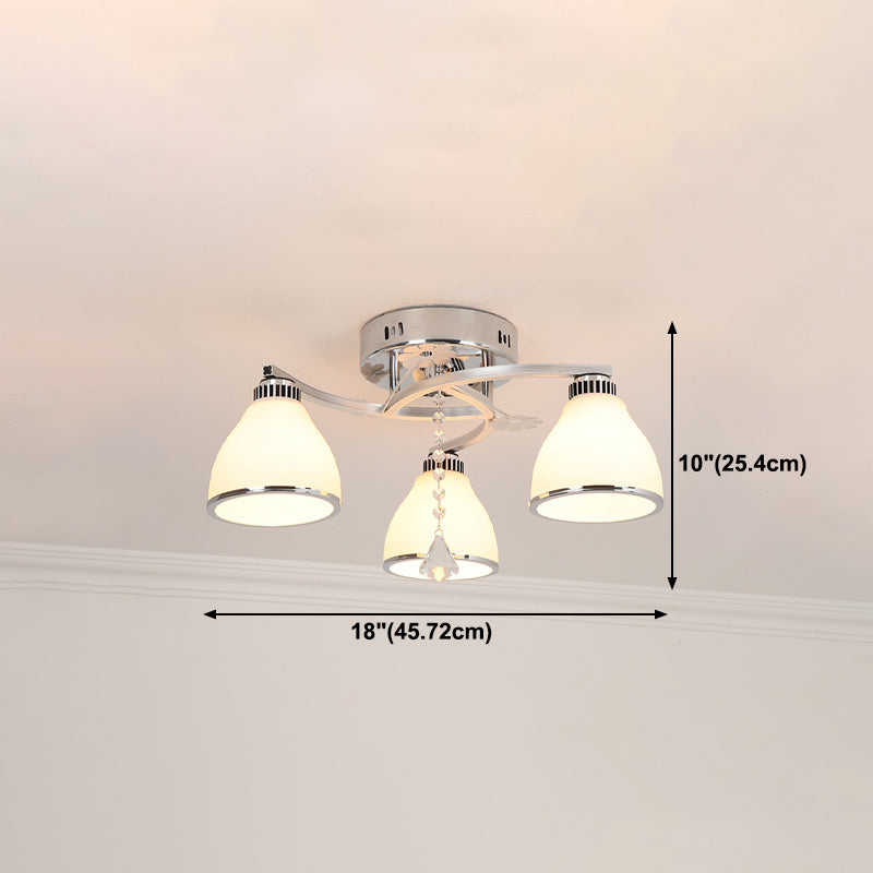 Modern 3 Lights Ceiling Lamp Chrome Finish Flush Mount Light for Bedroom