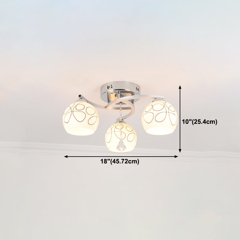 Modern 3 Lights Ceiling Lamp Chrome Finish Flush Mount Light for Bedroom