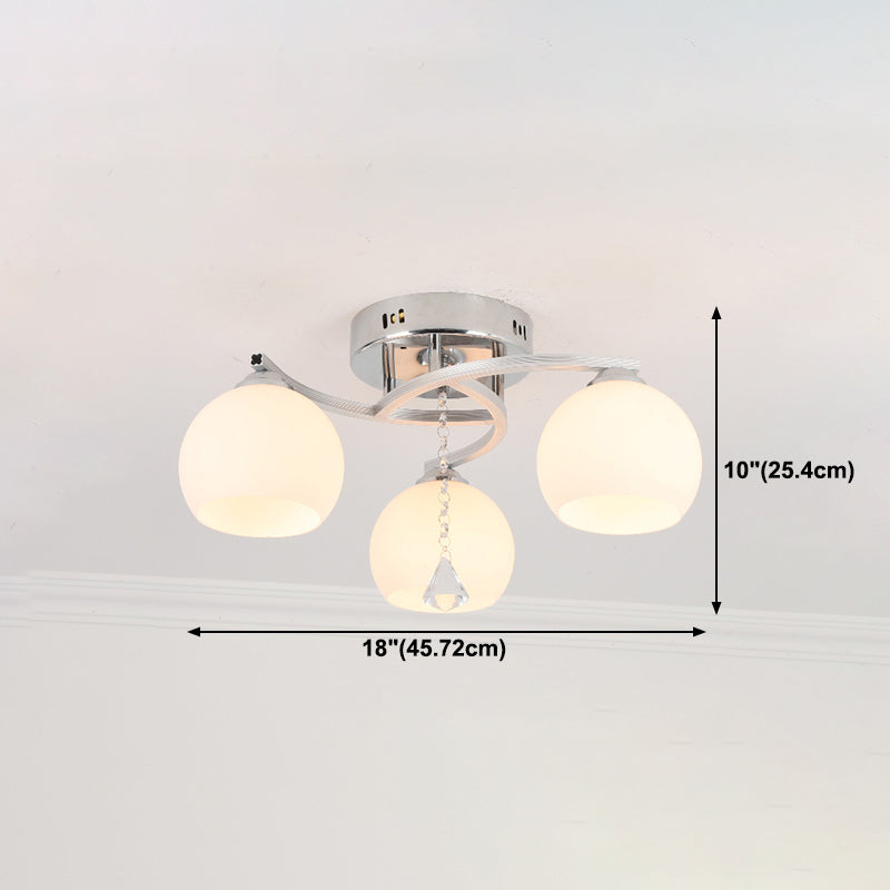 Modern 3 Lights Ceiling Lamp Chrome Finish Flush Mount Light for Bedroom