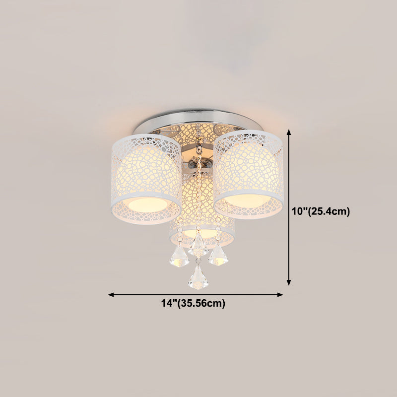 Modern 3 Lights Ceiling Lamp Chrome Finish Flush Mount Light for Bedroom