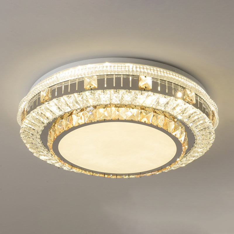 Crystal Round LED Ceiling Lamp Modern Style Flush Mount Light for Bedroom