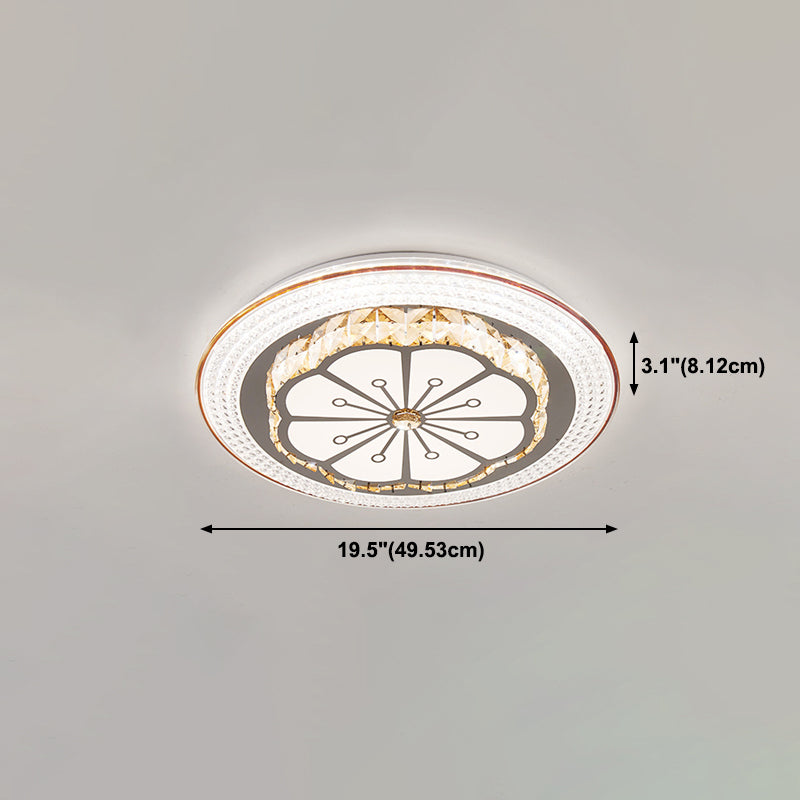 Crystal Round LED Ceiling Lamp Modern Style Flush Mount Light for Bedroom