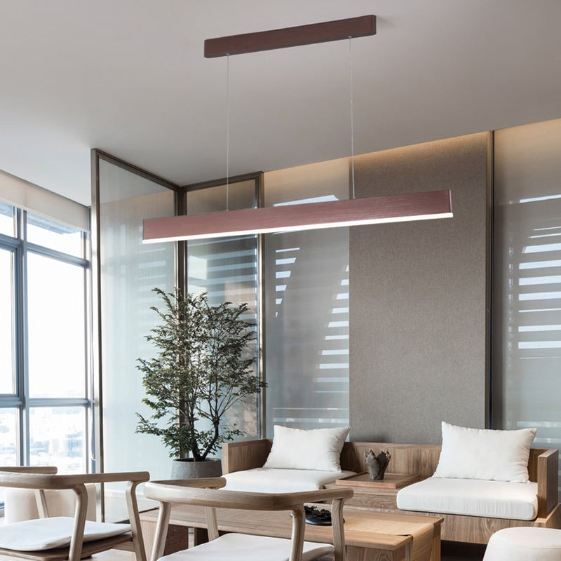 Contemporary Style Linear Shape Island Light Metal 1 Light Island Pendant Light in Brown