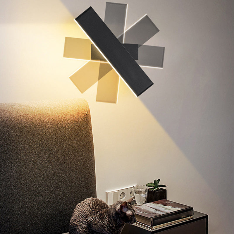 Rectangle Shape Metal Wall Light Modern Style Single Light Wall Mount Lighting